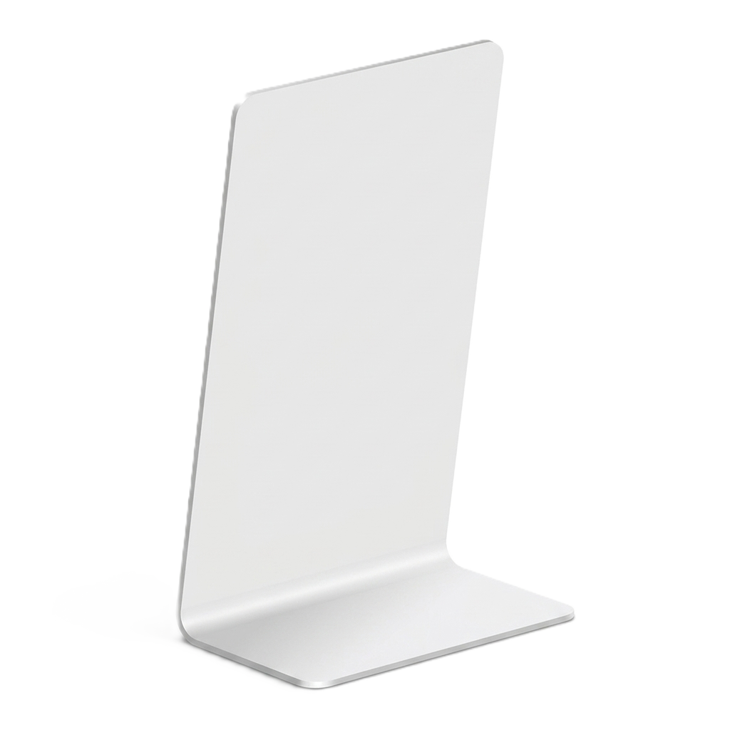 Blank back view of the white acrylic NFC stand